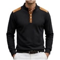 thumbnail image 1 of Timegard Long Sleeve Shirts for Men Button Quarter Pullover Stand Collared Breathable Fall Casual Golf Work Shirts Sweatshirts(Black,XXL), 1 of 5