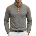 thumbnail image 1 of Timegard Long Sleeve Shirts for Men Button Quarter Pullover Stand Collared Breathable Fall Casual Golf Work Shirts Sweatshirts(Gray,XXL), 1 of 5