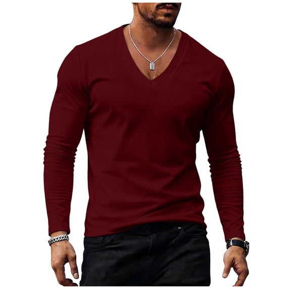 Timegard Long Sleeve Shirts for Men Collared Button V Neck Drop Shoulder Golf Shirts Fall Casual Loose Fitting Muscle Tee(Brown,XXXL)