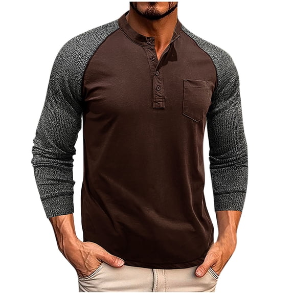 Timegard Long Sleeve Shirts for Men Collared Button V Neck Drop Shoulder Golf Shirts Fall Casual Loose Fitting Muscle Tee(Wine,S)