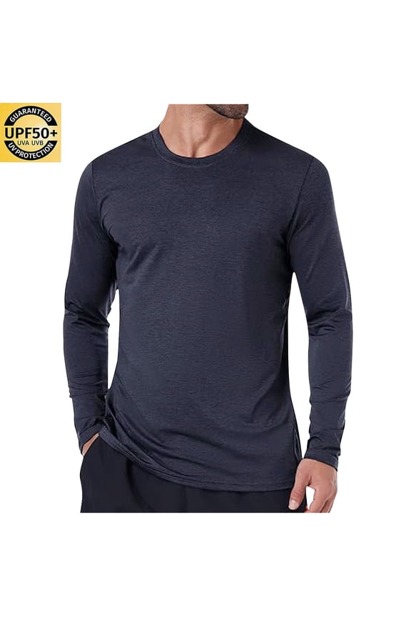 Long Sleeve Shirts for Men Crewneck Workout Running Tee Shirts Thin Casual Sun Protective Tops