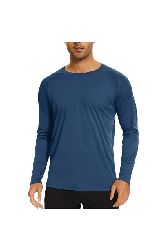 Long Sleeve Shirts for Men Crewneck Workout Running Tee Shirts Thin Casual Sun Protective Tops