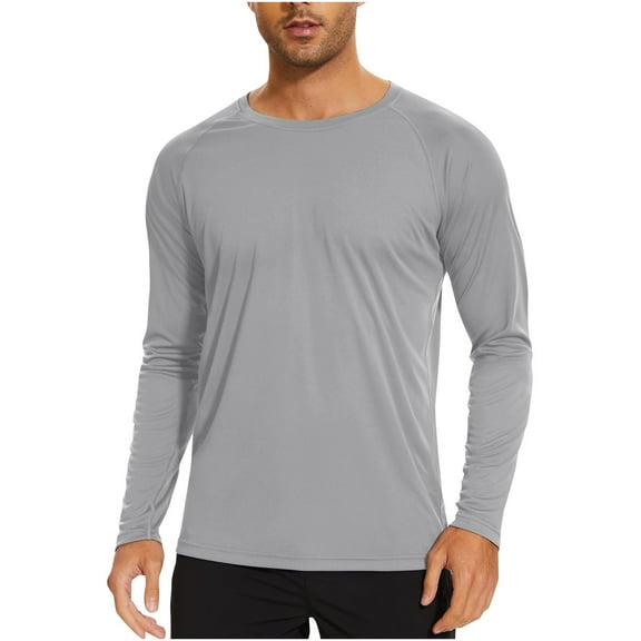 Timegard Long Sleeve Shirts for Men Crewneck Workout Running Tee Shirts Thin Casual Sun Protective Tops