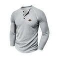 thumbnail image 1 of Timegard Long Sleeve Shirts for Men Fall Casual Work Slim Fitting Notched V Neck Button Solid Color Tops, 1 of 8