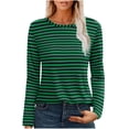 thumbnail image 1 of Timegard Long Sleeve Tops for Women Fall Casual Loose Comfy Blouse Crewneck Striped Tops Basic Tee, 1 of 9