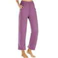 thumbnail image 1 of Timegard Lounge Pants for Women Straight Leg Elastic High Waist Comfy Casual Pants with Pockets Fall, 1 of 5