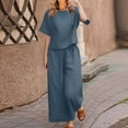 thumbnail image 1 of Timegard Lounge Sets for Women 2 Piece Scoop Neck Blouse Wide Leg Pants Loose Summer Fashion Outfits, 1 of 6