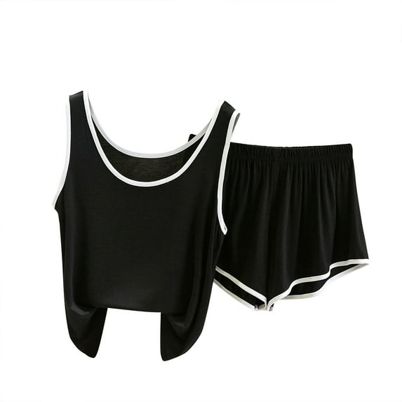 Timegard Lounge Sets for Women Scoop Neck Tank Top Elastic Waist Shorts Loose Soft Outfits Pajamas