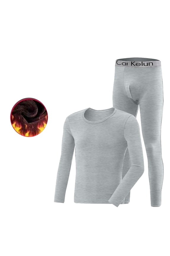 Men Thermals Top and Bottom Set Undergarments Lined Lightfleece Underwear Base Layer for Fall Winter