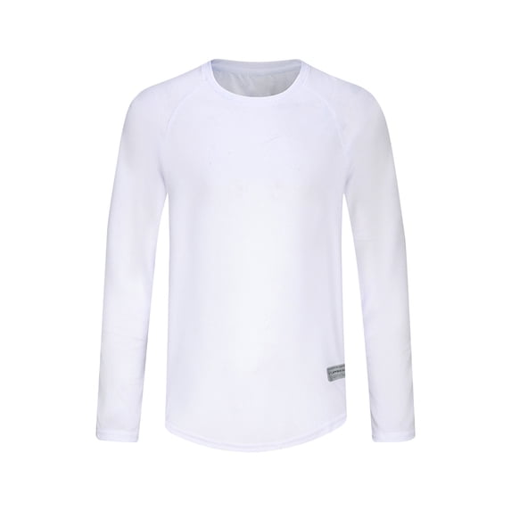 Timegard Men's Quick Dry Long Sleeve Shirts Breathable Thin Sun Protection Crewneck T-Shirt for Casual Workout,White,XL