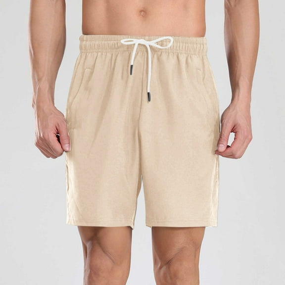 Timegard Mens Casual Shorts M-4XL Elastic Waist Drawstring Ruched Summer Beach Shorts with Pockets