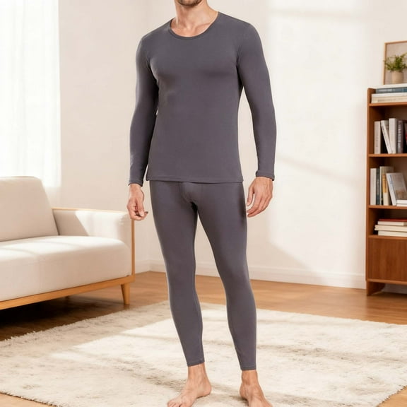 Timegard Mens Pajamas Sets Slim Fitting Long Sleeve Layer Underwear Homewear Casual Comfy Top Bottom Outfits