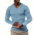 thumbnail image 1 of Timegard Mens Ribbed Tops V Neck Long Sleeve Comfy Tee Shirts Slim Fitting Solid Color Casual Tops, 1 of 6
