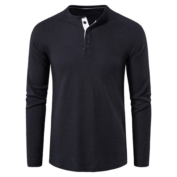 Timegard Mens Shirts Causal Fall Golf Shirts Breathable Button V Neck Drop Shoulder Loose Fitting Solid Color Shirts(Black,XL)