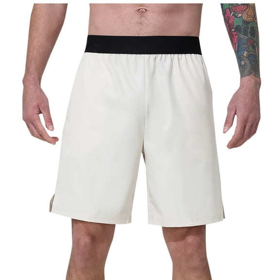 Timegard Mens Shorts Summer Ruched Straight Leg Side Split Loose Casual Athletic Lightweight Shorts