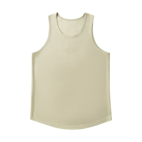 Timegard Mens Tank Tops Round Neck Sleeveless Athletic Tee Shirts Solid Color Casual Breathable Top