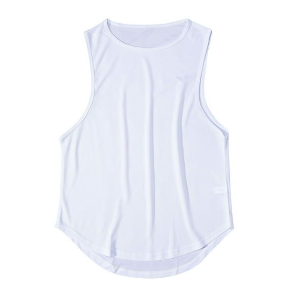 Timegard Mens Tank Tops Round Neck Sleeveless Athletic Tee Shirts Solid Color Casual Breathable Top