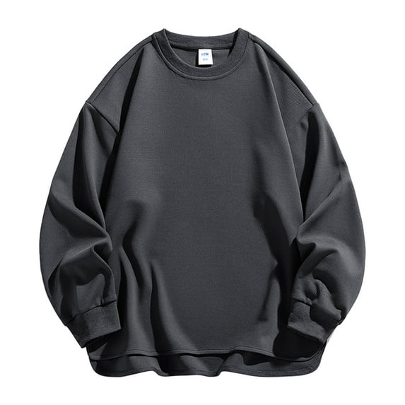 Timegard Mens Tops Workout Sweatshirts Solid Color Loose Drop Shoulder Pullover Running Long Sleeve Tops