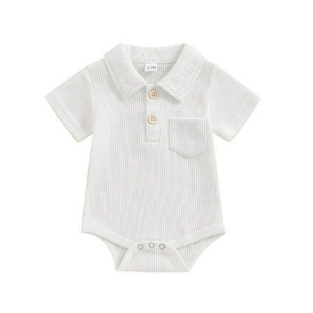 Timegard Newborn Baby Boy Clothes Infant Bodysuit Short Sleeve Onesie Solid Color 1 Piece Jumpsuit