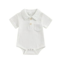 Timegard Newborn Baby Boy Clothes Infant Bodysuit Short Sleeve Onesie Solid Color 1 Piece Jumpsuit