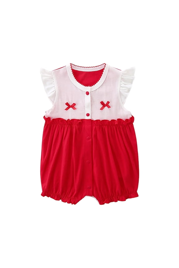 Newborn Baby Clothes Toddler Girls Onesie Cotton Ruffle Cute Loose Button down Rompers Infant