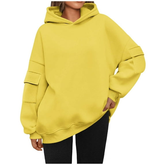 Timegard Oversized Hoodies for Women Long Sleeve Sweatshirts Solid Color Fall Fashion Pullover Tops