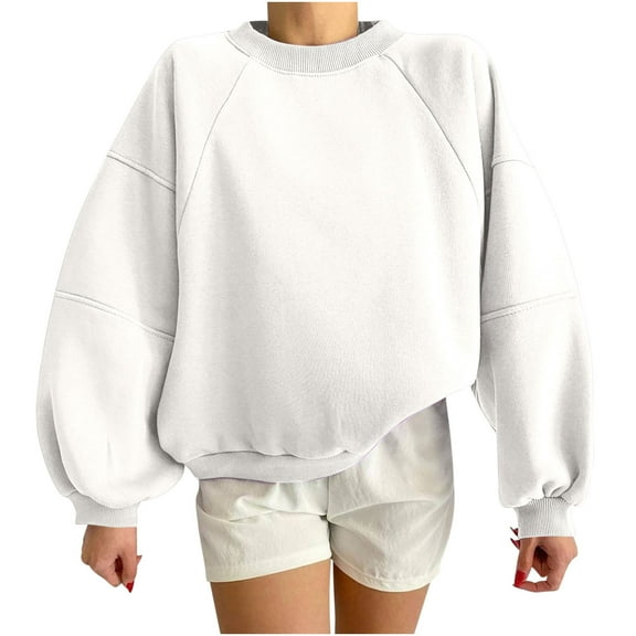 Timegard Oversized Sweatshirt for Women Crew Neck Long Sleeve Pullover Fall Winter Casual Crop Tops