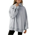 thumbnail image 1 of Timegard Oversized Sweatshirt for Women High Neck Comfy Pullover Solid Color Loose Comfy Tops Winter, 1 of 6