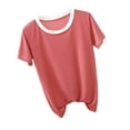 thumbnail image 1 of Timegard Pajamas Tops for Women Crew Neck Short Sleeve Loose Soft Comfy Summer Sleepwear Shirt with Pockets, 1 of 5
