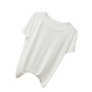Timegard Pajamas Tops for Women Short Sleeve Round Neck Loose Soft Homewear Casual Nightwear Shirts Top