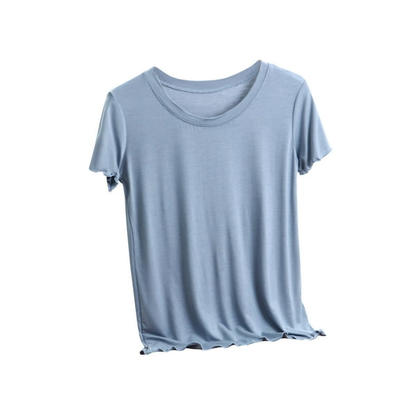 Timegard Pajamas Tops for Women Short Sleeve Round Neck Soft Comfy Homewear Summer Basic Pjs Shirts Top