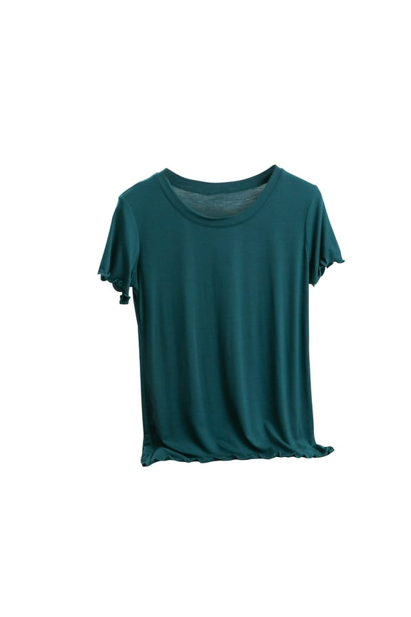 Womens Pajamas Tops Short Sleeve Round Neck Loose Soft Shirts Comfy Loungewear Basic Tee
