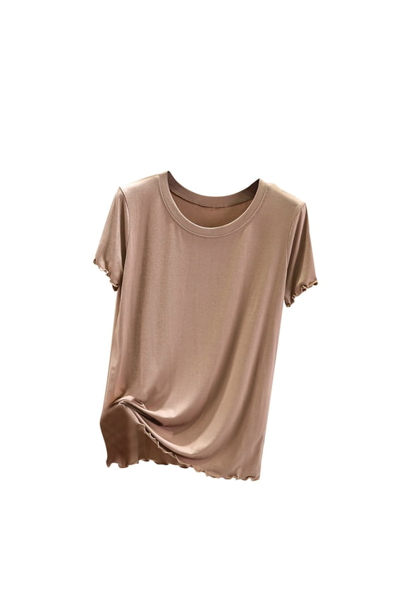 Pajamas Tops for Women Short Sleeve Round Neck Soft Comfy Homewear Summer Basic Pjs Shirts Top