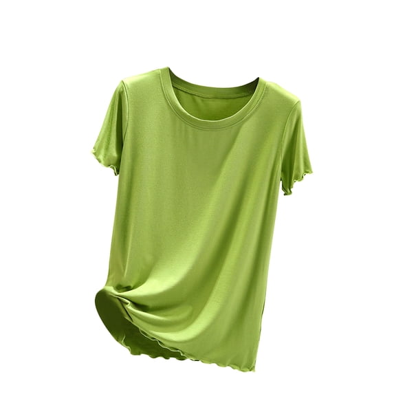 Timegard Pajamas Tops for Women Short Sleeve Round Neck Soft Comfy Homewear Summer Basic Pjs Shirts Top