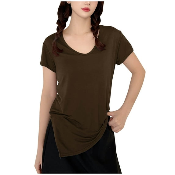 Timegard Pajamas Tops for Women Short Sleeve Soft Side Split Tee Shirts Homewear Casual Loose Pjs Top