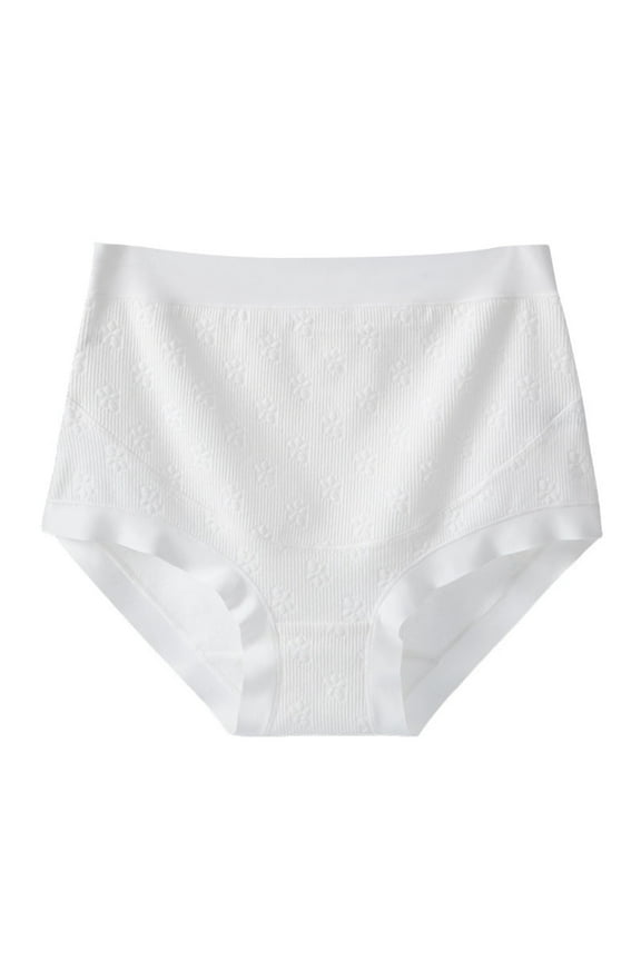 Panties for Women Stretch Breathable Underwear High Waist Full-Coverage Comfy Solid Color Briefs