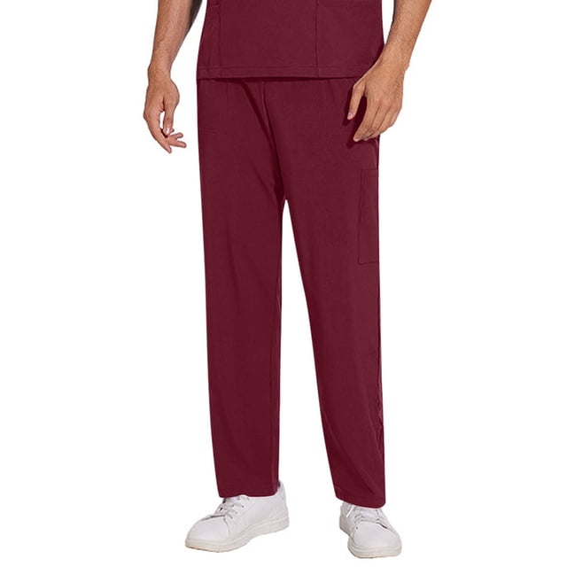 Timegard Pants for Men Elastic Waist Fitting Lightweight Work Pants Casual Solid Color Trousers with Pockets