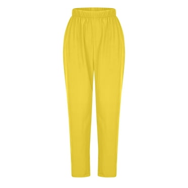 Timegard Pants for Women Elastic High Waist Tapered Leg Solid Color Pants Work Office Casual Trousers