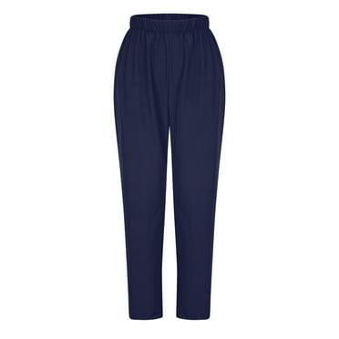Timegard Pants for Women Elastic High Waist Tapered Leg Solid Color Pants Work Office Casual Trousers