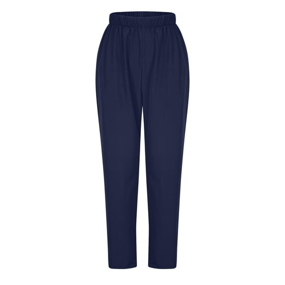 Timegard Pants for Women Elastic High Waist Tapered Leg Solid Color Pants Work Office Casual Trousers