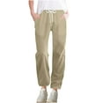 thumbnail image 1 of Timegard Pants for Women Elastic Waist Drawstring Straight Leg Solid Color Casual Loose Pants with Pockets, 1 of 7