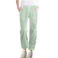 thumbnail image 1 of Timegard Pants for Women Elastic Waist Drawstring Straight Leg Solid Color Casual Loose Pants with Pockets, 1 of 7