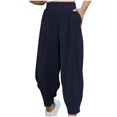 thumbnail image 1 of Timegard Pants for Women Ruched Elastic High Waisted Tapered Leg Casual Loose Trousers with Pockets, 1 of 6