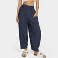 thumbnail image 1 of Timegard Pants for Women Smocked High Waist Baggy Lightweight Ruched Casual Trousers Travel Fashion, 1 of 9