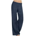 thumbnail image 1 of Timegard Pants for Women Straight Leg Loose Mid Waist Vintage Casual Ruched Solid Color Trousers Fashion, 1 of 6