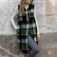 thumbnail image 1 of Timegard Plaid Vests for Women Lapel Neck Mid Long Sleeveless Jacket Button down Fall Fashion Tops, 1 of 5