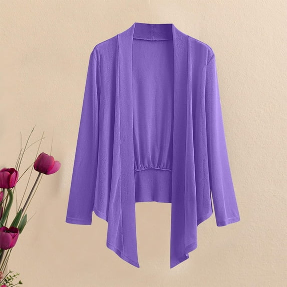 Timegard Plus Size Jackets for Women Lightweight Cropped Open Front Mesh Irregularly Beach Casual Jackets
