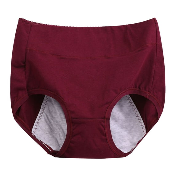 Timegard Plus Size Panties for Women Cotton High Waist Menstrual Underwear Solid Color Comfort Briefs