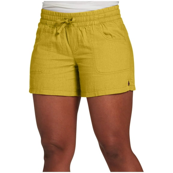 Timegard Plus Size Shorts for Women Cotton Linen Elastic High Waist Casual Shorts Summer Solid Color