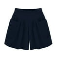 thumbnail image 1 of Timegard Plus Size Shorts for Women Elastic High Waist Wide Leg Ruched Shorts with Pockets Summer Casual, 1 of 6